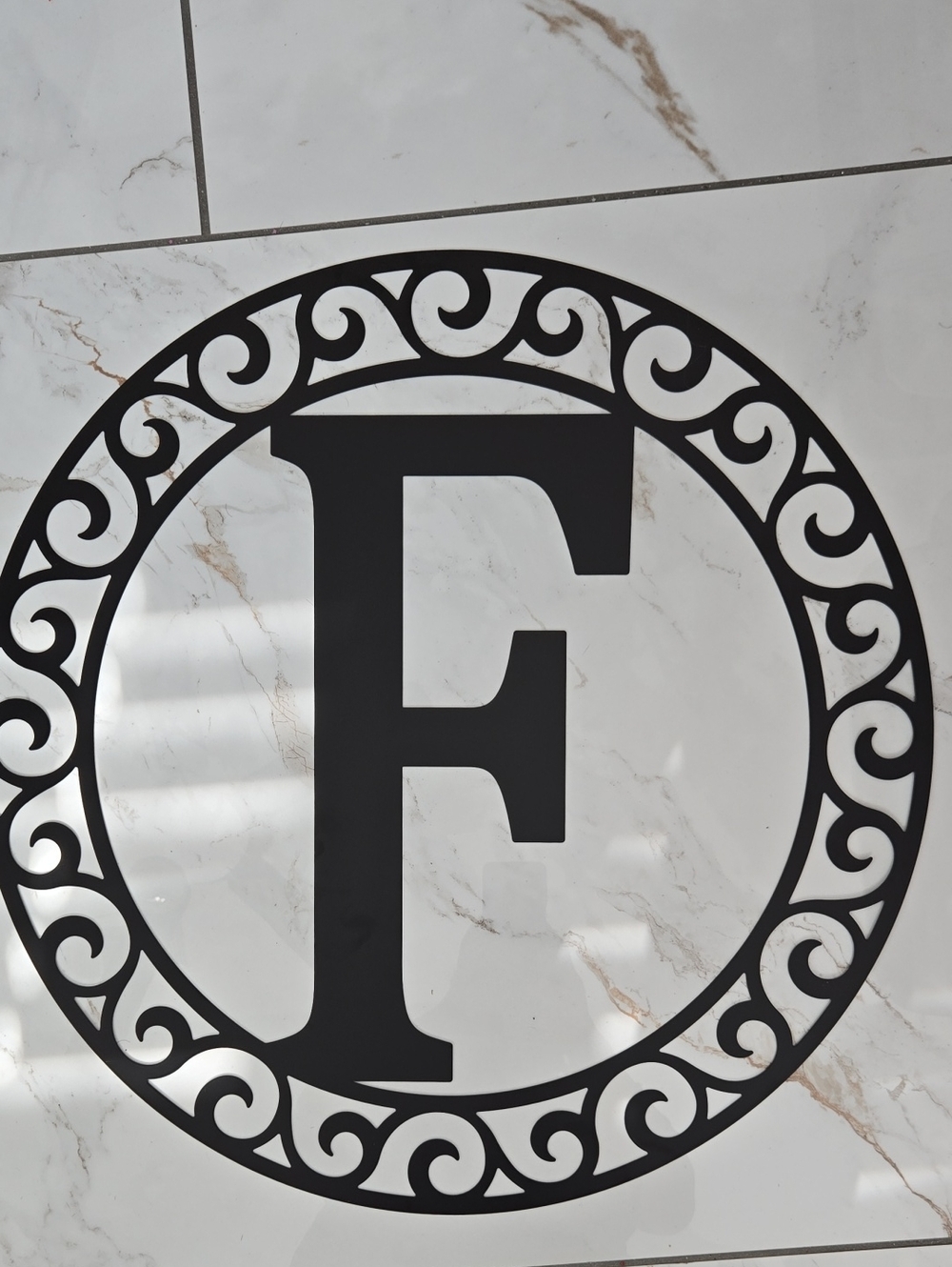 Monogram 'F' Decorative Wall Medallion - Black
